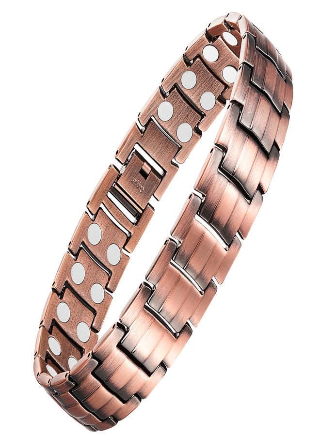 Feraco Men's Copper Magnetic Bracelet Elegant 99.99% Solid Copper Bracelets with Double-Row Strong Magnets,Magnetic Jewelry - Image 1